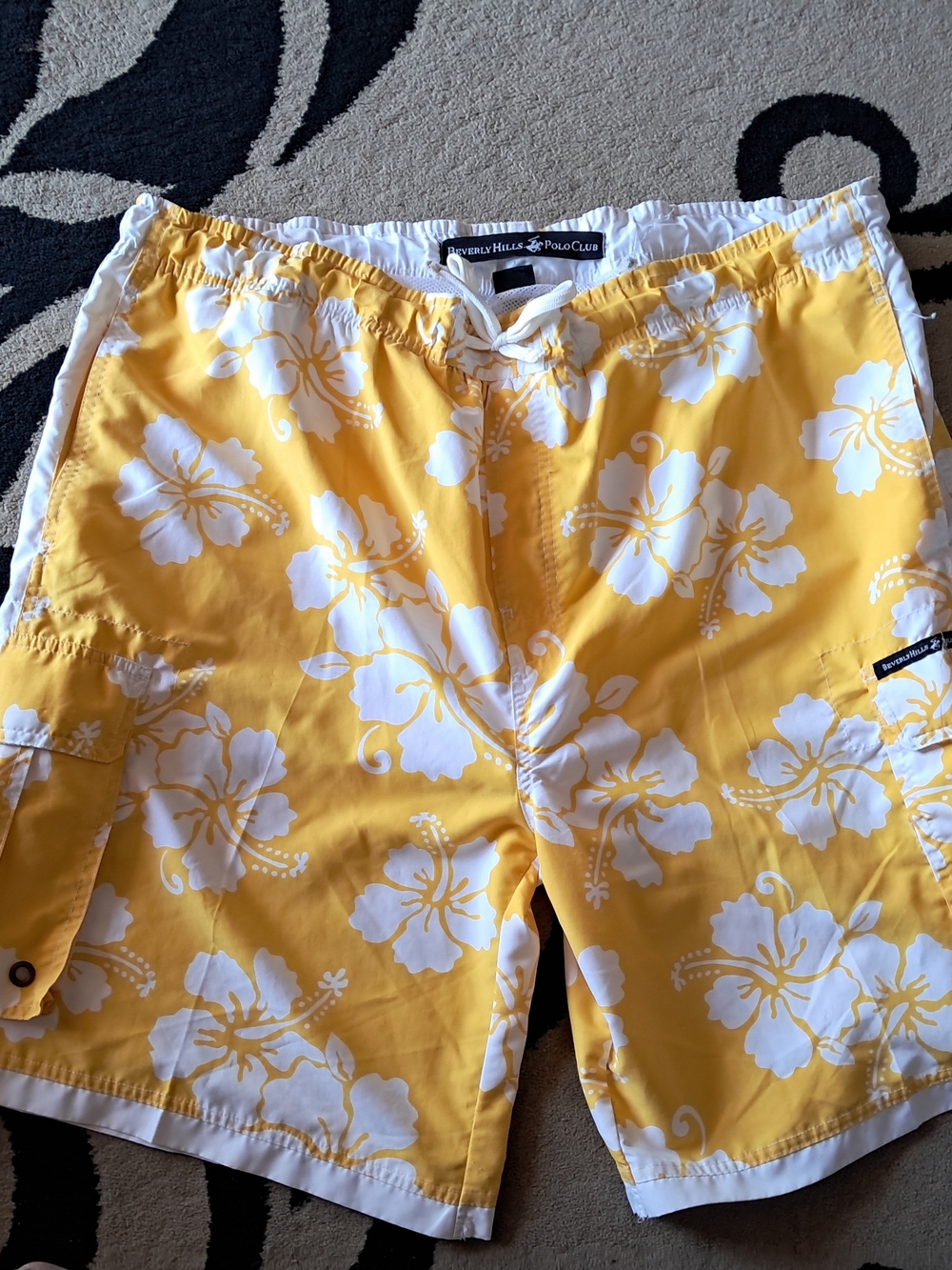 Beverly Hills Polo Club Yellow & White Floral Swim Shorts